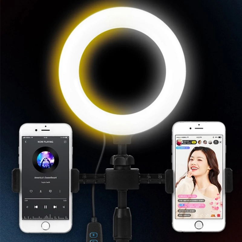GEESO ไฟไลฟ์สด ไฟวงแหวนLED +พร้อมขาตั้ง +2ที่จับมือถือ ไฟไลฟ์สดมีขาตั้งไฟ โหมดไฟ 3 สี Ring Light thumbnail 3