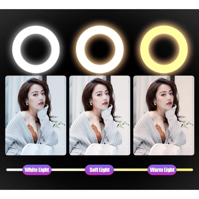 GEESO ไฟไลฟ์สด ไฟวงแหวนLED +พร้อมขาตั้ง +2ที่จับมือถือ ไฟไลฟ์สดมีขาตั้งไฟ โหมดไฟ 3 สี Ring Light thumbnail 4