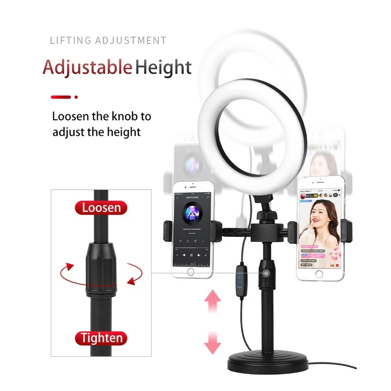 GEESO ไฟไลฟ์สด ไฟวงแหวนLED +พร้อมขาตั้ง +2ที่จับมือถือ ไฟไลฟ์สดมีขาตั้งไฟ โหมดไฟ 3 สี Ring Light thumbnail 8