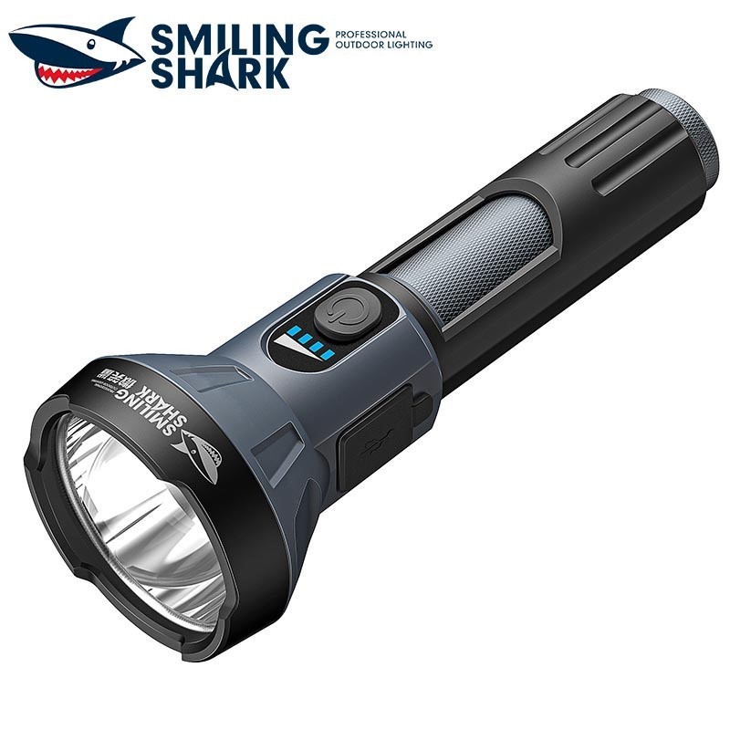 Smiling Shark SD0511 ไฟฉาย Led แบบชาร์จไฟได้ COB ไฟฉาย 4 โหมดที่มีประสิทธิภาพ Flash Light Zoomable กันน้ํากลางแจ้ง Camping ใช้ทุกวัน