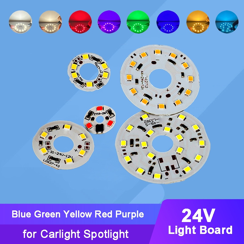 2 ชิ ้ น 24V โวลต ์ LED สีเหลืองสีฟ ้ าสีเขียวสีแดงสีม ่ วงโคมไฟบอร ์ ดหลอดไฟรอบแหล ่ งกําเนิดแสง