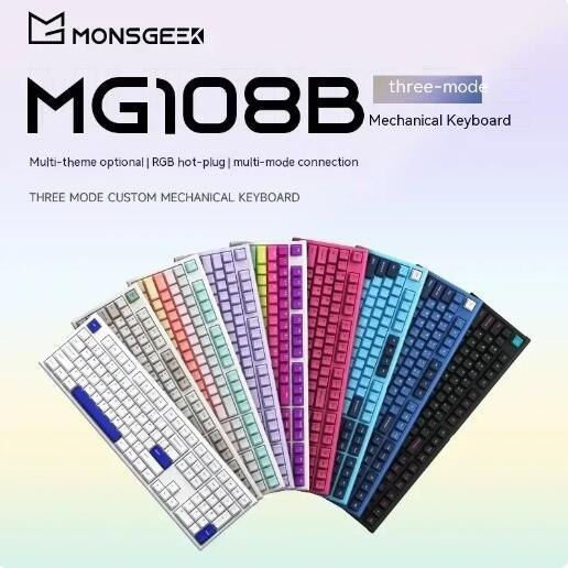 Monsgeek Mg108b คีย์บอร์ด Tri โหมดบลูทูธไร้สาย 108 คีย์คีย์บอร์ดแบบไดนามิก Rgb Hotswap Pc Gamer Man 