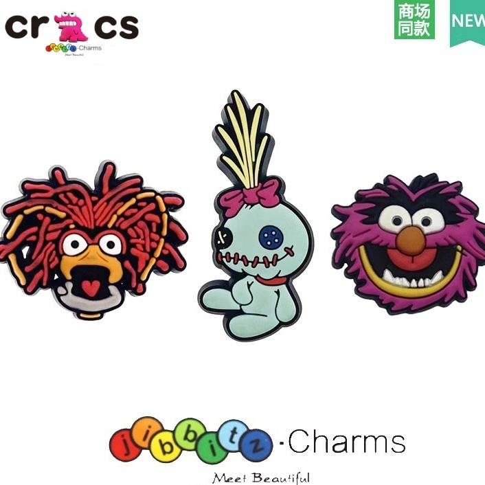 Crocs Jibbitz อุปกรณ์เสริมรองเท้าลายการ์ตูนน่ารัก PVC พลาสติกอ่อนสติกเกอร์ตกแต่งรองเท้าแตะ