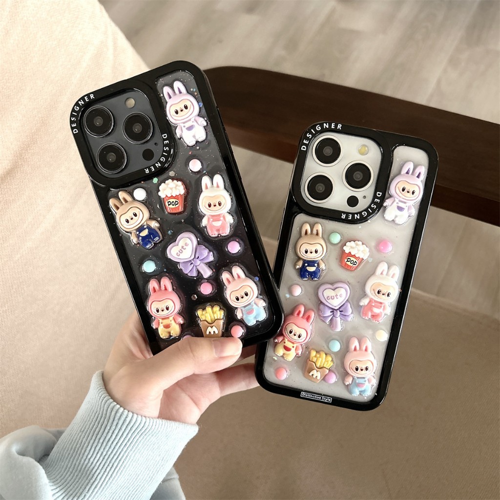 เคส IPhone สําหรับ IPhone 16 ProMax 15 Pro Max 14 Pro Max 13 Pro Max 11 12 Pro Max กาว TPU ผ้ากระต่ายสามมิติ