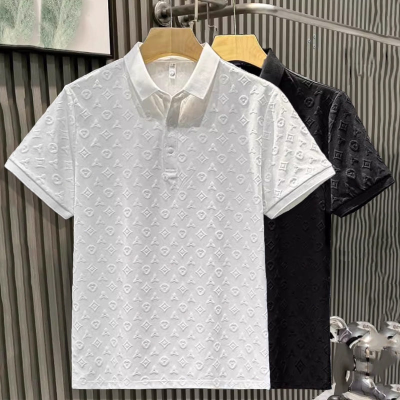 เสื้อคอปกผู้ชาย ฤดูร้อนแฟชั่นปกหลวมแขนสั้นเสื้อโปโลสำหรับผู้ชาย เสื้อโปโลชาย