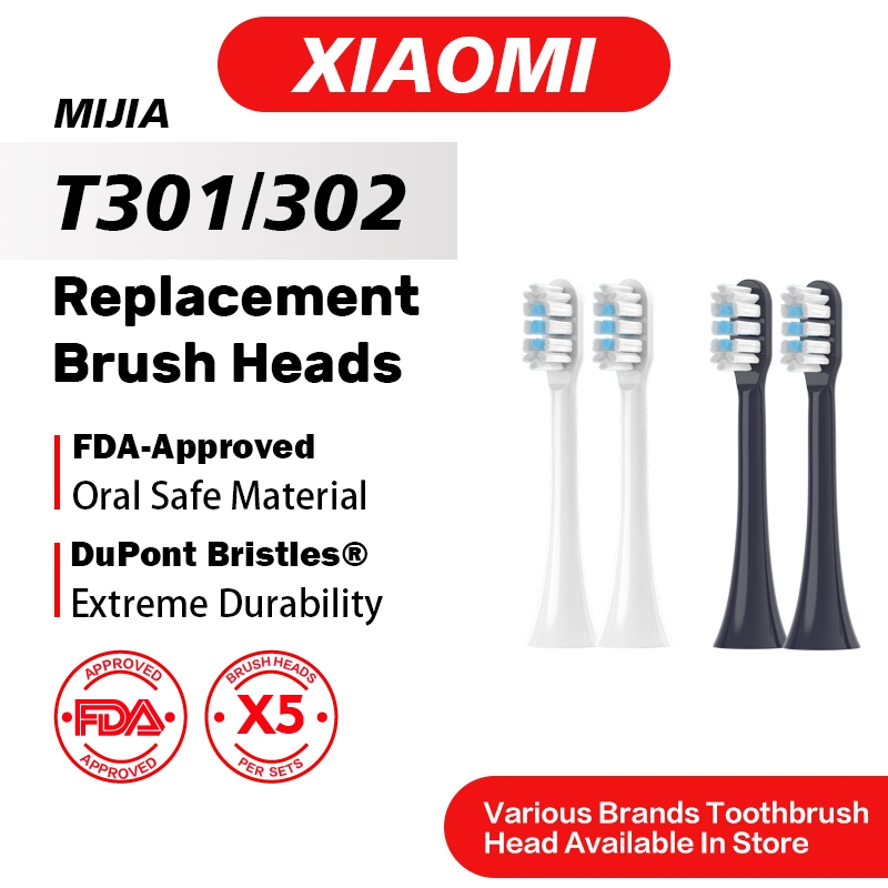 เปลี่ยนหัวแปรงสีฟันใช้งานร่วมกับ XIAOMI T301/T302,5 PCS Professional หัวแปรงสีฟันไฟฟ้าหัวแปรง Refill