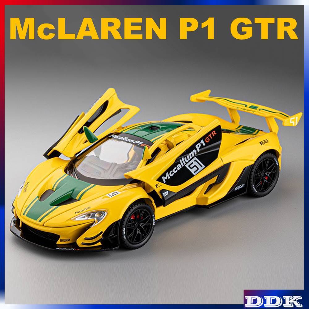 1:22 McLAREN P1 GTR Diecast รุ่นของเล่นรถเสียงแสงดึงกลับเด็กของขวัญเพื่อนเด็ก