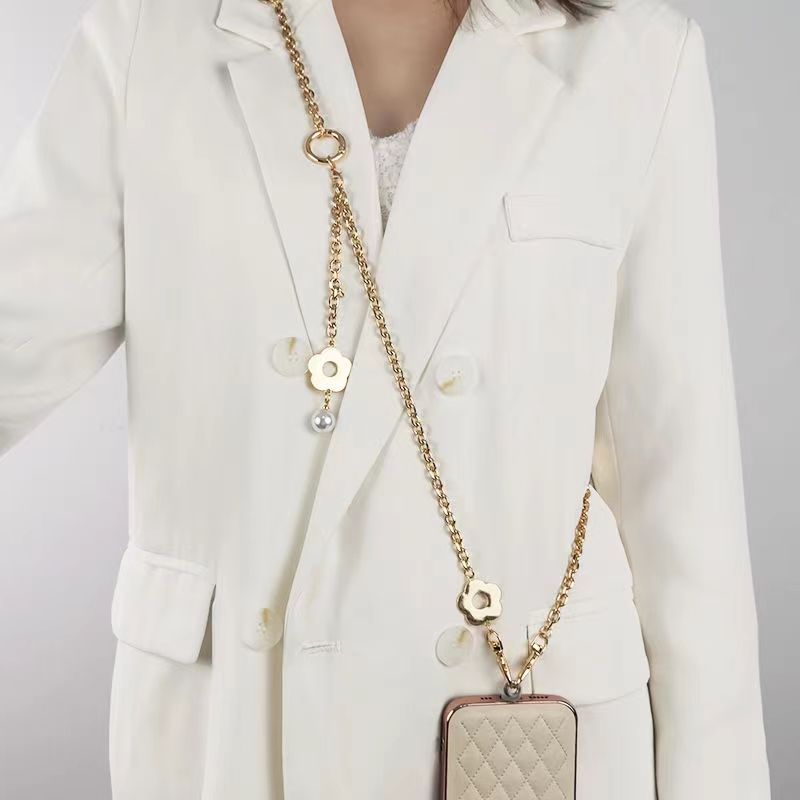 ยาวโลหะ Halter Key Ring โซ ่ โทรศัพท ์ มือถือสุภาพสตรีแนวทแยงสายโทรศัพท ์ มือถือ