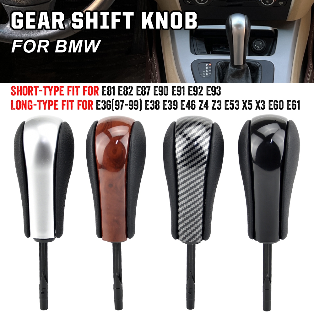 อัตโนมัติเกียร์รถเกียร์ Shift Knob สําหรับ BMW E39 E46 E53 E60 E61 E63 E64 E81 E82 E87 E90 E91 E92 E93 E83 ABS คาร์บอนไฟเบอร์รถจัดแต่งทรงผม