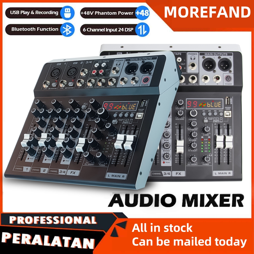 Professional Audio Mixer, Sound Mixer w/USB Audio Interface, 4 ช ่ อง Dj Mixer w/Stereo Equalizer, 16 DSP Effects, เหมาะสําหรับ Stage, Live Gigs, และคาราโอเกะ