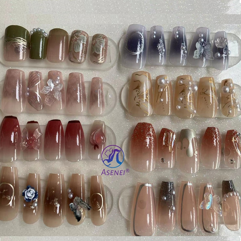 45 แบบกดบนเล็บ เล็บปลอม Clubbing Nails 3d เล็บปลอม 24 ชิ้น เคล็ดลับเล็บพร้อมกาวฟรี