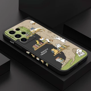 Big Tree ลูกแมวเคสโทรศัพท์สําหรับ Samsung Galaxy S25 S24 S23 S22 FE Ultra Plus 5G ซิลิโคนเหลวด้านข้างรูปแบบฝาครอบ