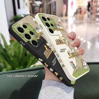 Big Tree ลูกแมวเคสโทรศัพท์สําหรับ Samsung Galaxy S25 S24 S23 S22 FE Ultra Plus 5G ซิลิโคนเหลวด้านข้างรูปแบบฝาครอบ
