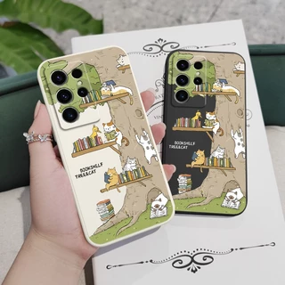 Big Tree ลูกแมวเคสโทรศัพท์สําหรับ Samsung Galaxy S25 S24 S23 S22 FE Ultra Plus 5G ซิลิโคนเหลวด้านข้างรูปแบบฝาครอบ