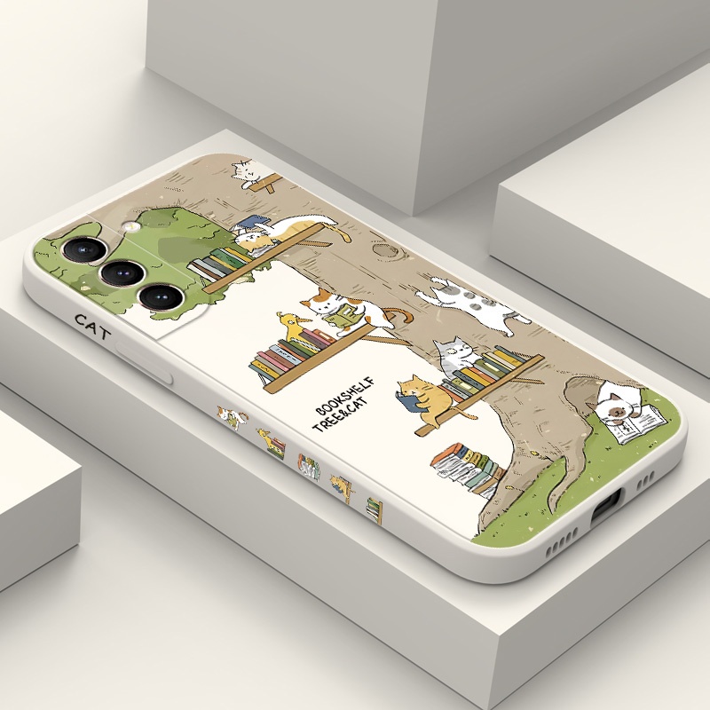 เคสโทรศัพท ์ สําหรับ Samsung Galaxy S21 S20 FE Ultra Plus S10 S10E S9 5G Big Tree ลูกแมวสบายรู ้ สึกฝาครอบ