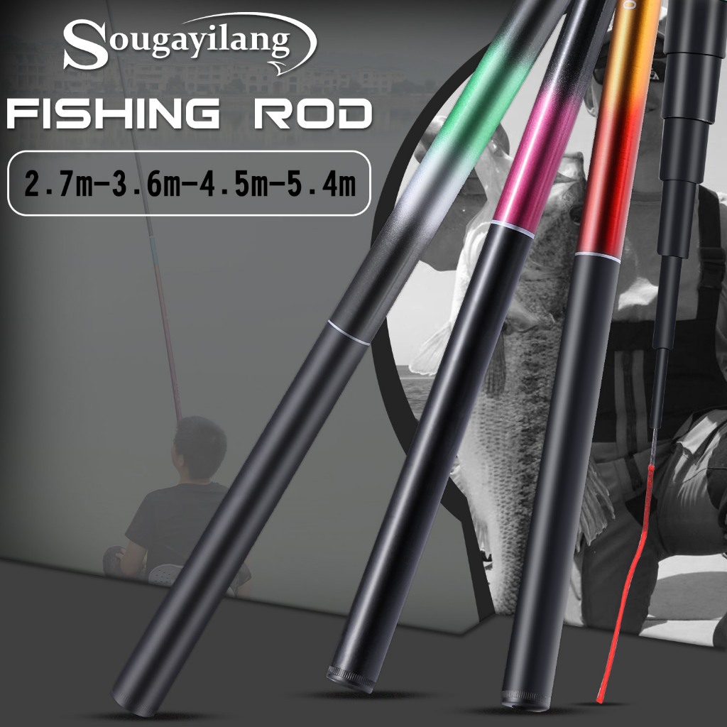 Sougayilang 2.7-5.4M เบ็ดตกปลา Telescopic เบ็ดตกปลาแบบพกพา Ultra Light ไฟเบอร์กลาสเหมาะสําหรับ Fresh
