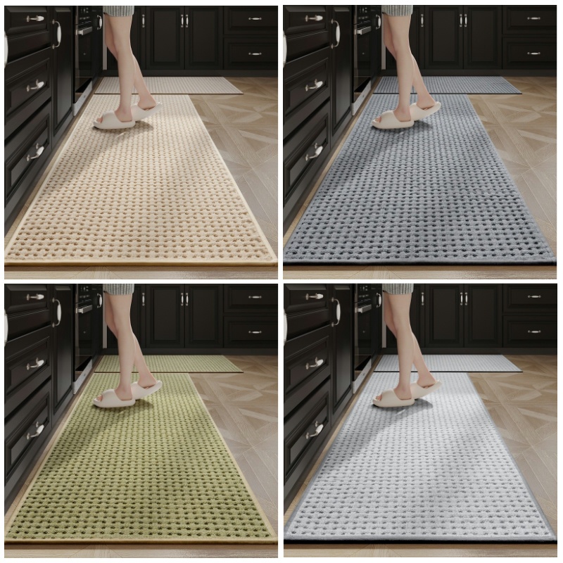 พรมห้องครัว วัสดุเส้นใยโพลีเอสเตอร์ สีทึบ สไตล์เรียบง่าย ขนาด 45X70cm-45X180cm ดูดซับได้สูง ทนทานต่อสิ่งสกปรก ทำความสะอาดง่าย พรมเช็ดเท้า พรมเช็ดเท้าห้องน้ำ พรมเช็ดเท้าซับน้ําได้ดี พรมห้องน้ำ
