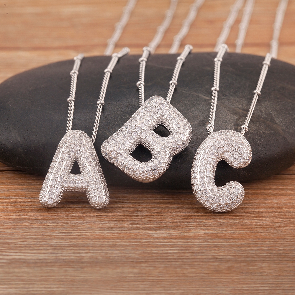 ขายร้อน Pave คริสตัลเพทาย AZ ตัวอักษรจี้สร้อยคอคู่ชายและหญิงชื่อเริ่มต้นตัวอักษรเครื่องประดับ Fine ของขวัญ