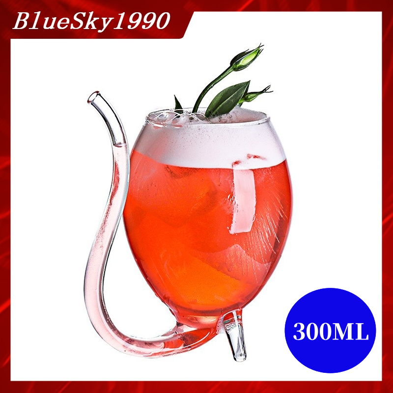 Bluesky1990 แก้วแวมไพร์ทนความร้อนพร้อมหลอด โปร่งใส แก้วเบียร์