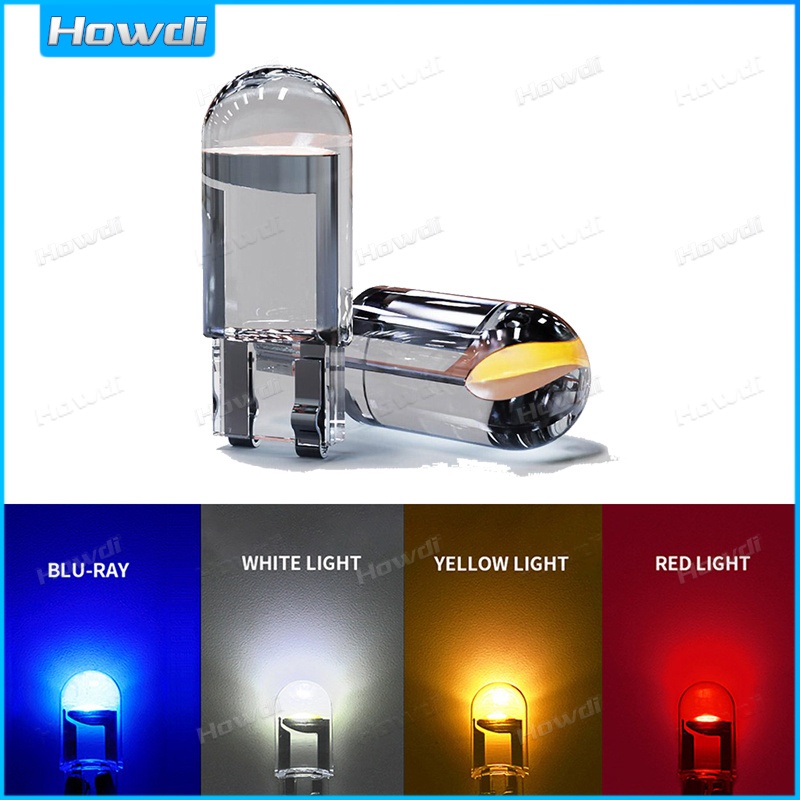 1 PC Super Bright W5W 194 T10 LED Glass Housing Cob หลอดไฟรถ Wedge แผ่นโคมไฟโดมหางแบตเตอรี่สํารอง