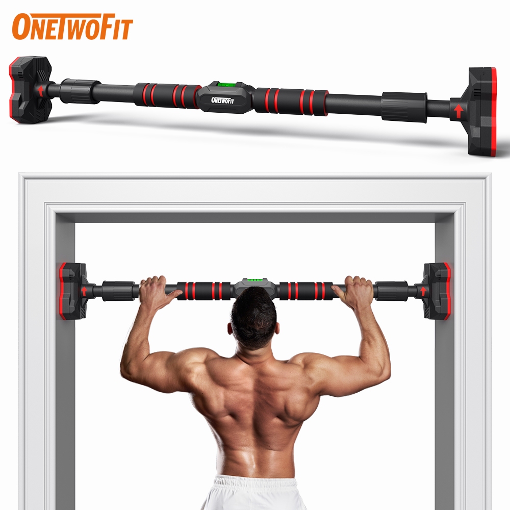 Onetwofit บาร์โหนติดประตู บาร์โหนดึงข้อ อุปกรณ์ออกกำลังกาย ไม่ต้องเจาะประตูหรือผนัง ปรับความยาวได้ 70-95cm บาร์โหน Pull up Bar