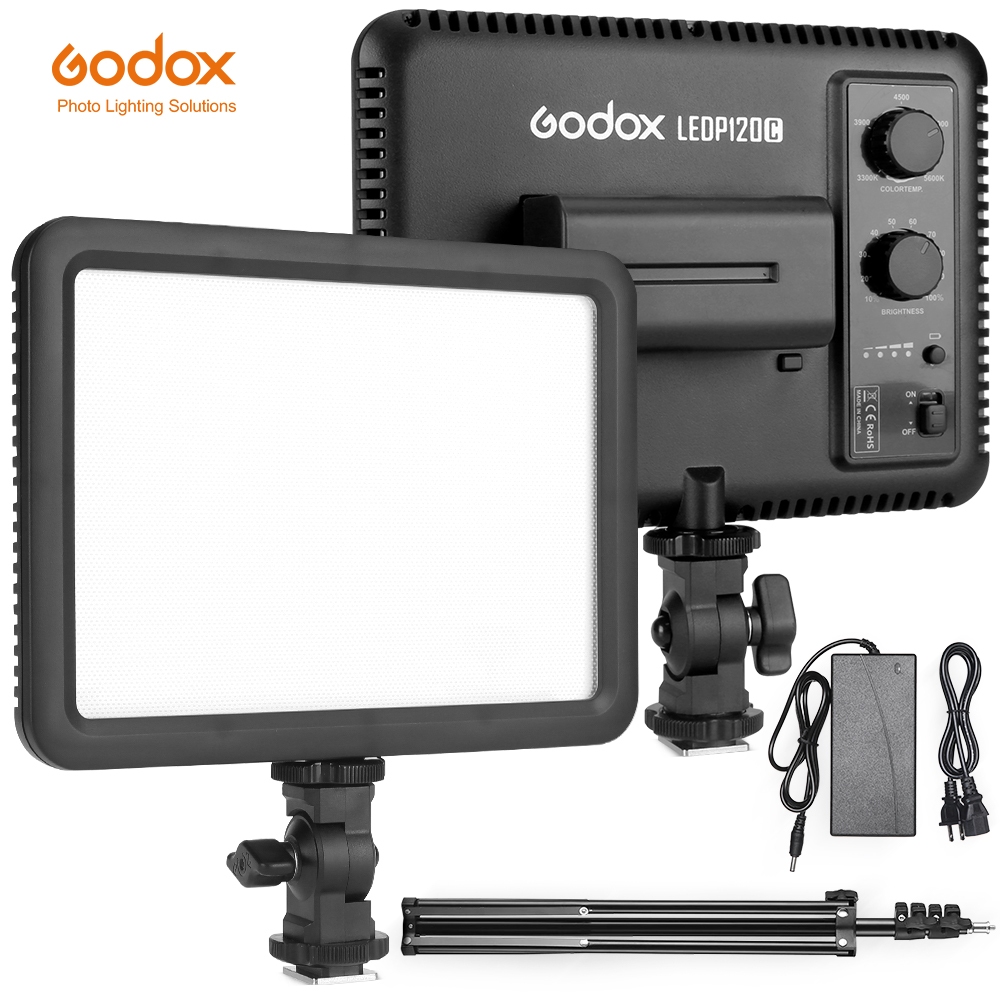 Godox Ultra Slim LEDP120C LED120C 3300K ~ 5600K สตูดิโอวิดีโอโคมไฟต่อเนื่องสําหรับกล้อง DV กล้องวิดีโอฟรีอะแดปเตอร์ไฟ