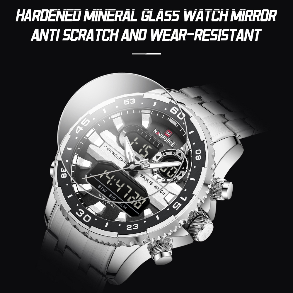 Naviforce แบรนด ์ หรูกันน ้ ําดิจิตอลทหารควอตซ ์ นาฬิกาข ้ อมือสําหรับชาย 9234 - รูปที่ 3