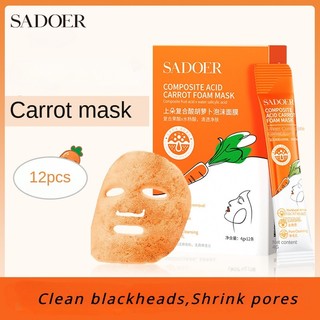 Hộp 12 mặt nạ cà rốt sủi bọt làm sạch sâu lỗ chân lông loại bỏ mụn đầu đen kiềm dầu 4ml