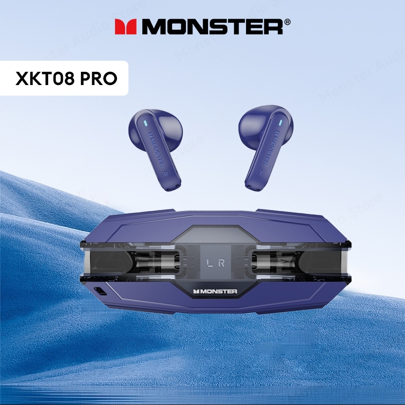 Monster XKT08 PRO ชุดหูฟังไร ้ สายบลูทูธ คุณภาพเสียงไฮไฟ อายุการใช ้ งานแบตเตอรี ่ ยาวนาน เกมโทรด ้ วยเสียง HD โหมดคู ่