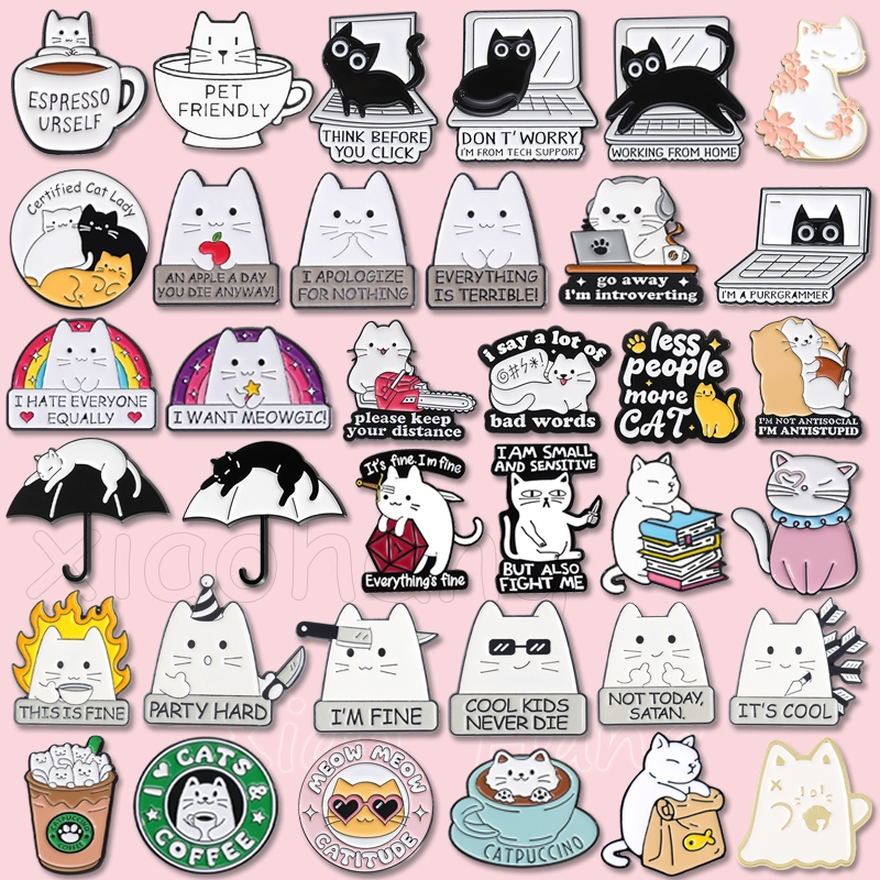 น่ารักตาโตแมวเคลือบ Pin ดอกไม้น่ารักลูกแมวเข็มกลัดป้าย Lapel Pins การ์ตูนสัตว์กระเป๋าเป้สะพายหลังอุปกรณ์เสริมของขวัญสําหรับเด็ก