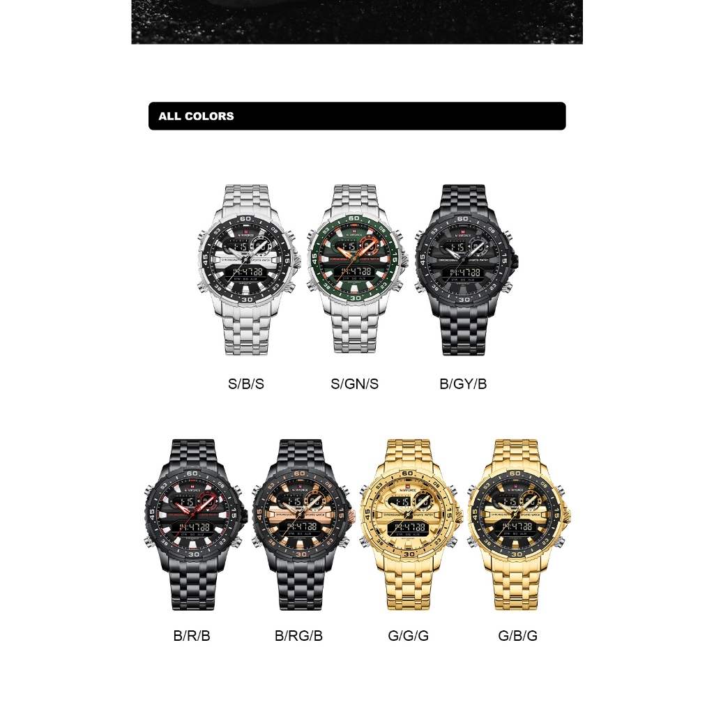 Naviforce แบรนด ์ หรูกันน ้ ําดิจิตอลทหารควอตซ ์ นาฬิกาข ้ อมือสําหรับชาย 9234 - รูปที่ 7