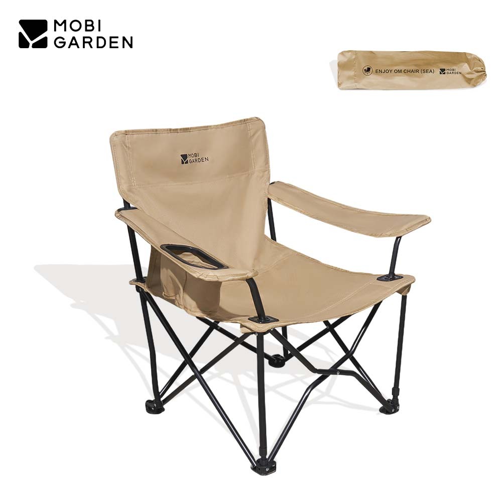 Mobi GARDEN เก ้ าอี ้ พับตั ้ งแคมป ์ พร ้ อมที ่ วางแขนถุงเก ็ บถ ้ วย 1 ชิ ้ น