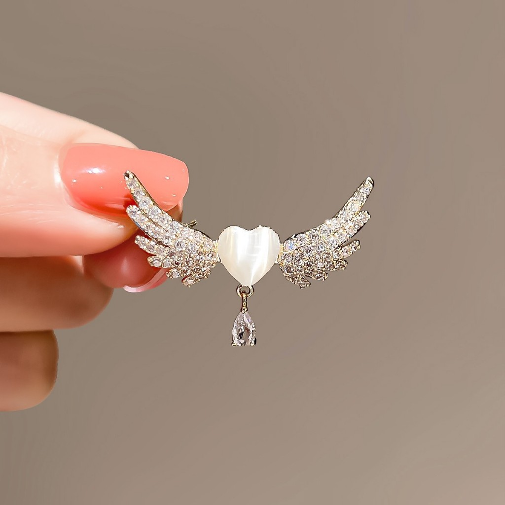 รักปีกแขวนเข ็ มกลัดคริสตัล Pins แฟชั ่ นผ ้ าคลุมไหล ่ ที ่ สวยงาม Pin