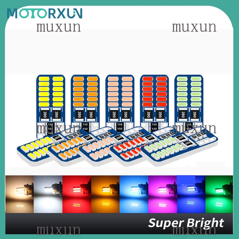 หลอดไฟ Led 12V 24V T10 W5W 194 168 501 24SMD 3014 สีแดงสําหรับป ้ ายทะเบียนรถยนต ์ และรถบรรทุก 7 สี
