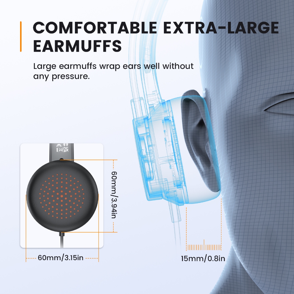 Eksa H15 ชุดหูฟังแบบมีสาย 3.5 มม. พร้อมไมโครโฟนสําหรับ PC Office On-Ear Mono หูฟังคอมพิวเตอร์