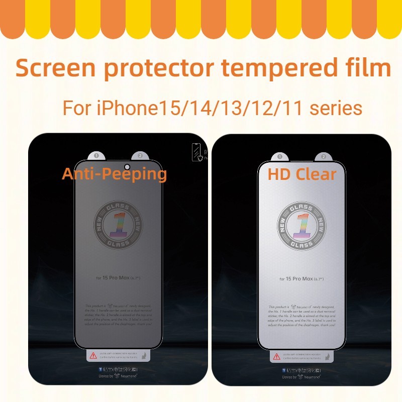 ฟิล์มนิรภัยไฟฟ้าความละเอียดสูงที่ทนต่อการขีดข่วนเหมาะสําหรับ IPhone15 14 13 ProMax ตัวป้องกันหน้าจอป้องกันการแอบดู IPhone11/12 15Pro ติดตั้งง่ายป้องกัน
