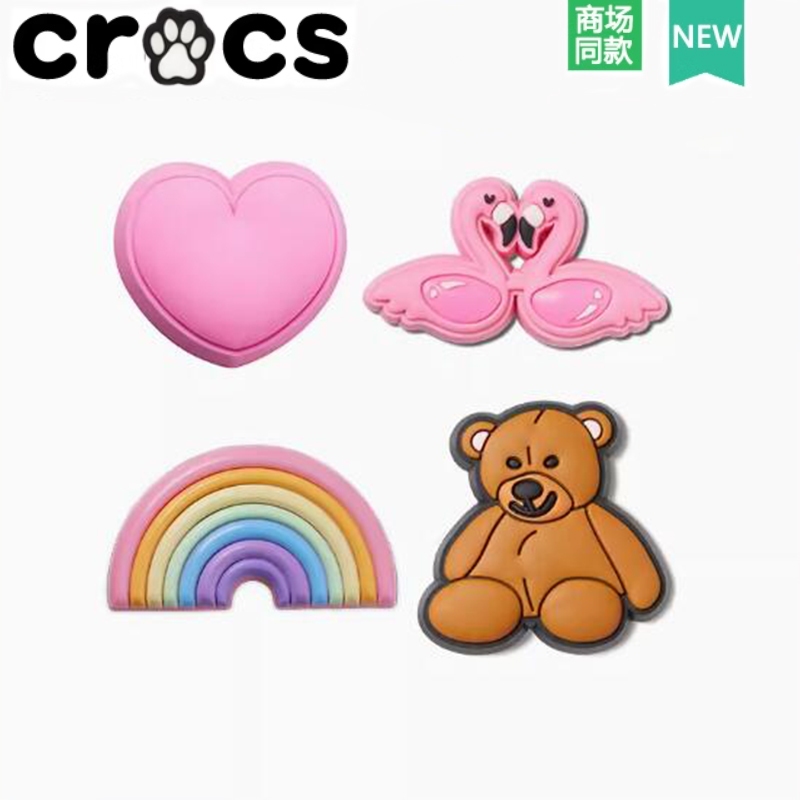 Crocs Hole รองเท้ารองเท้าดอกไม้ตกแต่งหัวเข็มขัด Carlo Chi การ์ตูนน่ารักตุ๊กตาหมี Flamingo ตกแต่ง Zhibixing