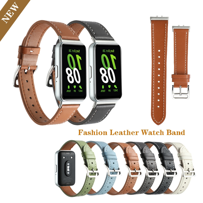 สายนาฬิกา Elegant สายหนังแท ้ สําหรับ Samsung Galaxy Fit 3 / Fit3 SM-R390 พร ้ อมขั ้ วต ่ อ
