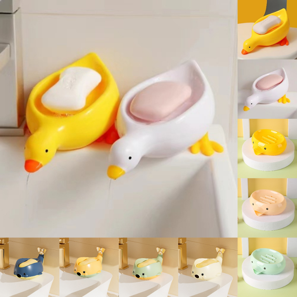 [fashionmango] กล่องสบู่ รูปเป็ด สีเหลือง ระบายน้ําได้ สําหรับห้องน้ํา 1 ชิ้น