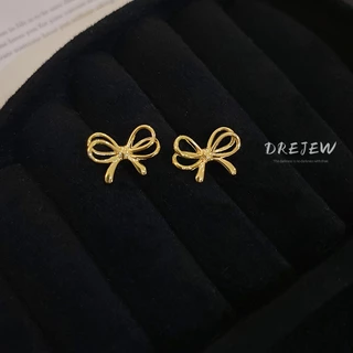 DREJEW ใหม่ ต่างหูเข็มเงิน 925 ประดับโบว์ ขนาดเล็ก ใช้แล้วไม่แพ้ สไตล์เกาหลี