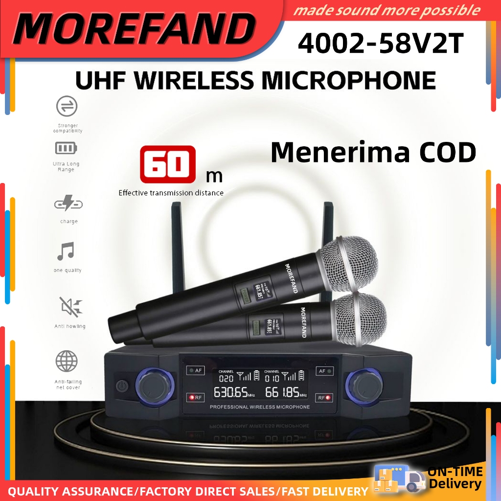 Professinal UHF Dual Wireless Wireless Microphone System พร ้ อม Wireless 2 Handheld MIC Karaoke