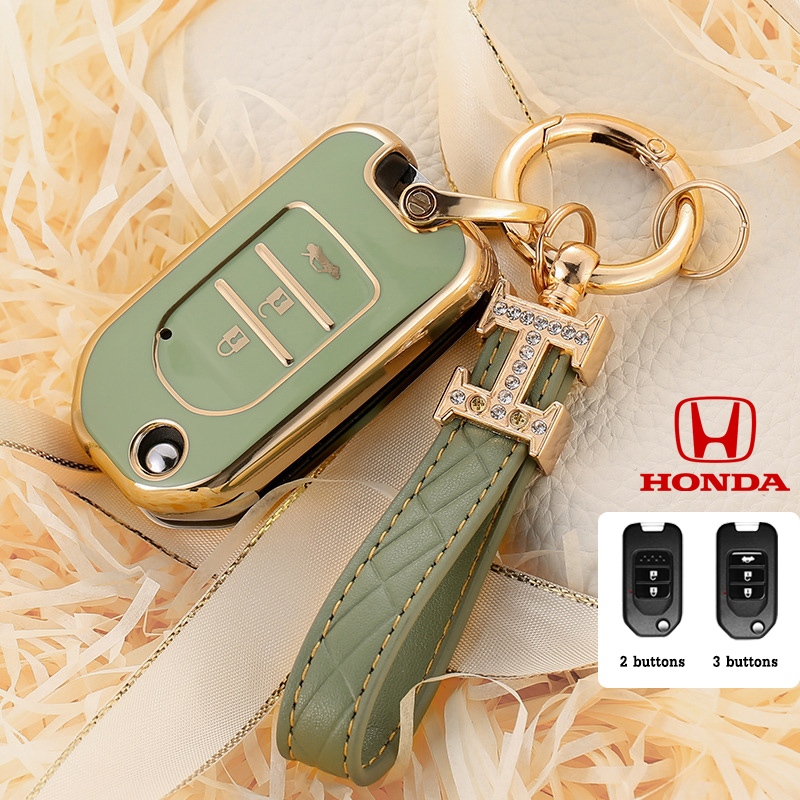 Honda City/CRV/Accord/XRV/Jazz/ Jazz GK 2019/Civic FB 2014/BRV/HRVการออกแบบใหม ่ TPU 2/3 ปุ ่ มป ้ องกันรอยขีดข ่ วนฝาครอบกุญแจรีโมท