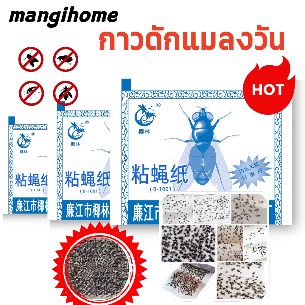 Mangihome กาวดักแมลงวัน ที่ดักแมงวัน ขอไว้อาลัยให้แมลงวัน ที่ดักแมงวัน​แพ็คละ แผ่นกาวดักแมลงวัน กระดาษแผ่นกาวดักแมลง 100 แผ่น ถูกที่สุด ราคาส่ง Sticky Fly Paper กาวเหนียว ใช้งานง่าย แท้100% ส่งไว!!