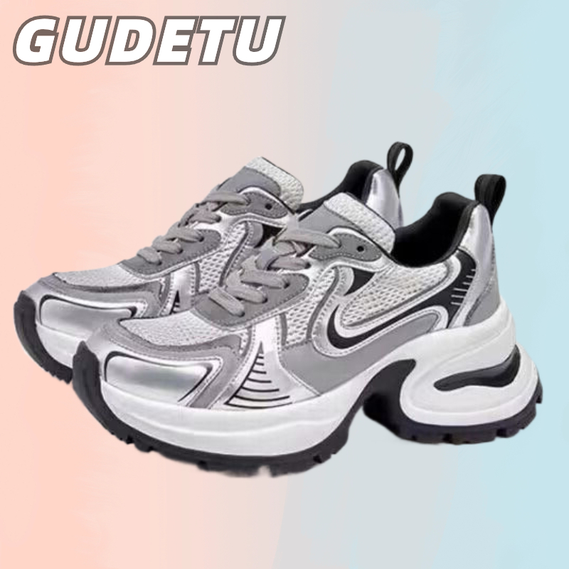 GUDETU รองเท ้ ากีฬาผู ้ หญิงแฟชั ่ นใหม ่ เกาหลีรองเท ้ ากีฬาพื ้ นหนาน ้ ําหนักเบาและสบายรองเท ้ าลําลอง