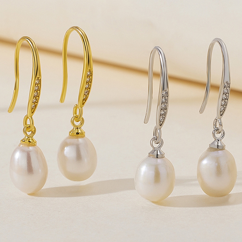 ไข ่ มุกน ้ ําจืดธรรมชาติเพทายหู Hook ผู ้ หญิง Commuter ต ่ างหูมุกอเนกประสงค ์