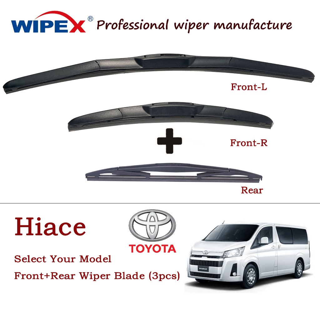(เลือกรุ่นของคุณ) ใบปัดน้ําฝน Toyota Hiace (Commuter/Grandia) สําหรับ HI ACE VAN ชุดที่ปัดน้ําฝนกระจกรถยนต์แบบไฮบริดเดิม+หลังเดิม) จาก wipex Wixr