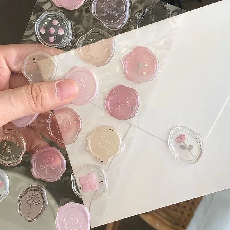 18ชิ้น/เซ็ต น่ารัก ขี้ผึ้งซีลแสตมป์สติกเกอร์วารสารวางแผนซองจดหมายตกแต่งทําเองสมุดทํามือของขวัญปีใหม่ห่อการ์ดอวยพรโปสการ์ดปิดผนึกสติกเกอร์ของขวัญแท็ก