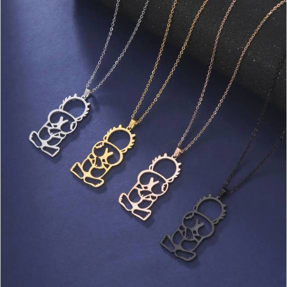 1PCS Palestine สร้อยคอสแตนเลสเด็กจี้สร้อยคอของขวัญสําหรับผู้หญิงผู้ชาย Handala Hanzala แฟชั่นเครื่อง