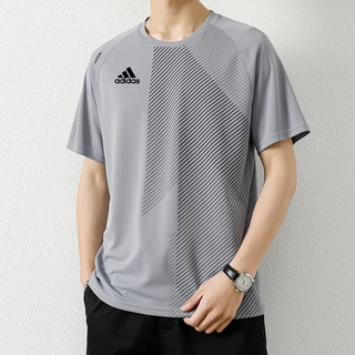 【ต้นฉบับ】เสื้อยืดแขนสั้นผู้ชาย, เสื้อยืดผ้าไหมน้ําแข็ง, ยืด, แห้งเร็ว, เสื้อยืดลําลอง