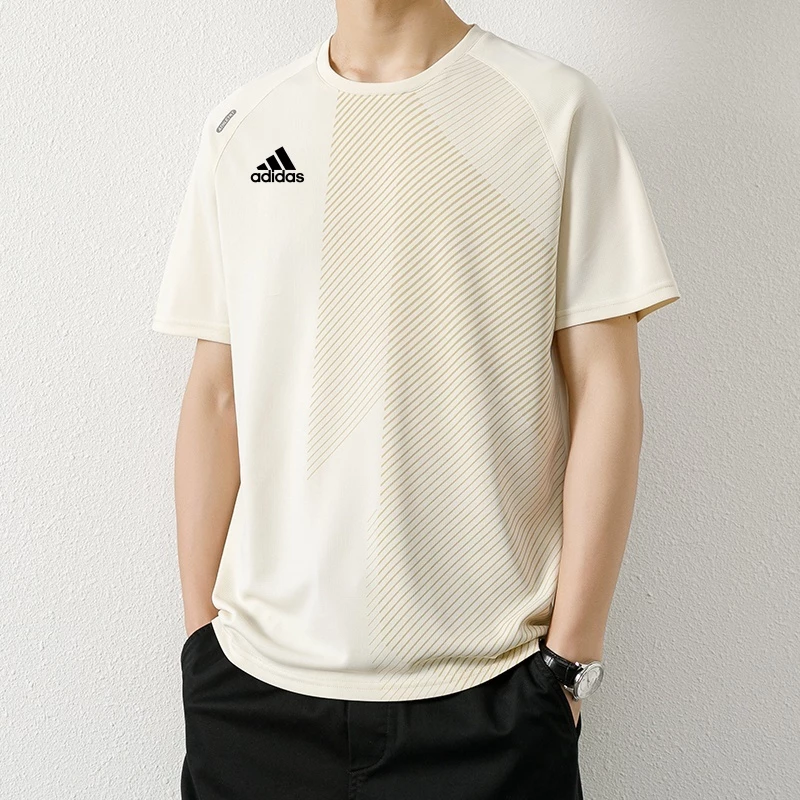 【ต้นฉบับ】เสื้อยืดแขนสั้นผู้ชาย, เสื้อยืดผ้าไหมน้ําแข็ง, ยืด, แห้งเร็ว, เสื้อยืดลําลอง